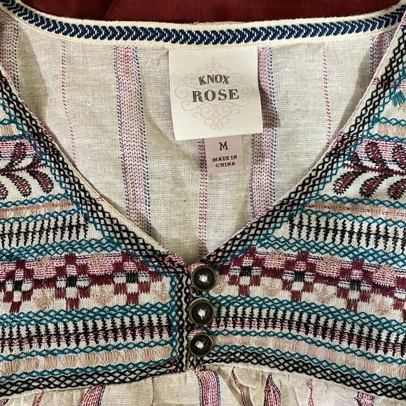 NEW Knox Rose Linen Blend Embroidered Blouse M - Picture 7 of 10